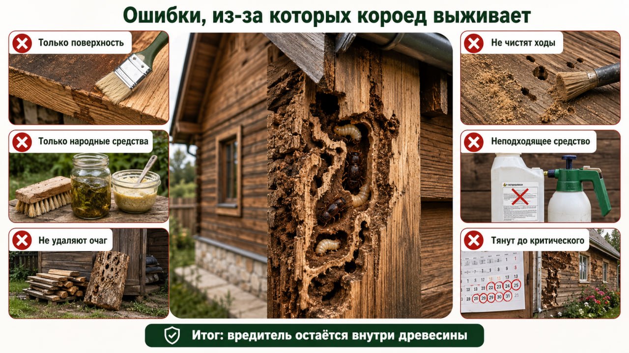 Ошибки, из-за которых короед выживает